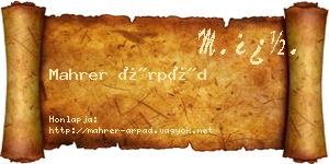 Mahrer Árpád névjegykártya